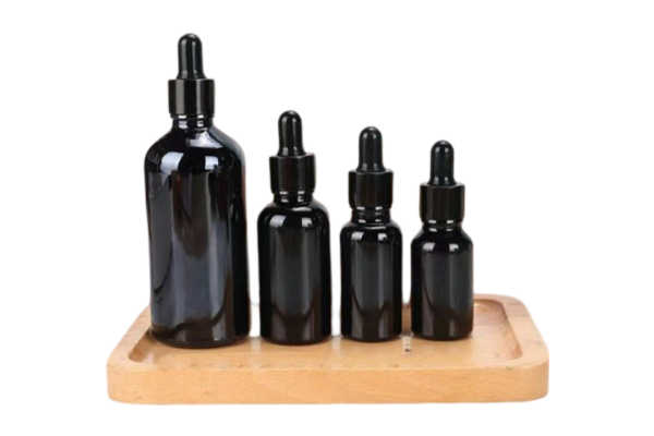 Custom 5-100ml Black Matte Essential Oil Bottle Frosted Glass Cosmetic Bottle Essence Dropper Bottle