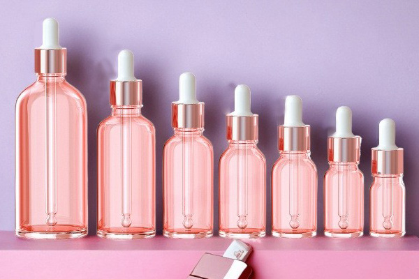 Custom Rose Gold Essential Oil Bottle 5ml Essence Liquid Glass Bottle Transparent Pink Cosmetics Sub-Bottle