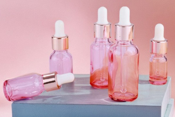 Custom Rose Gold Essential Oil Bottle 5ml Essence Liquid Glass Bottle Transparent Pink Cosmetics Sub-Bottle
