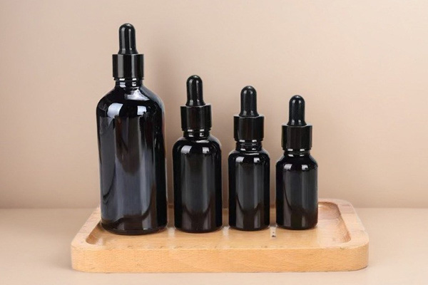 Custom 5-100ml Bright Black Essential Oil Bottle High-End 50ml Dropper Bottle Thickened Glass Cosmetics Sub-Bottle