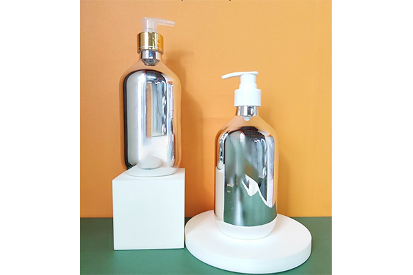 Factory Customized 500ml Electroplating Silver Shampoo Bottle Push Round Shoulder Shower Gel Bottle Cosmetics Packaging Bottle