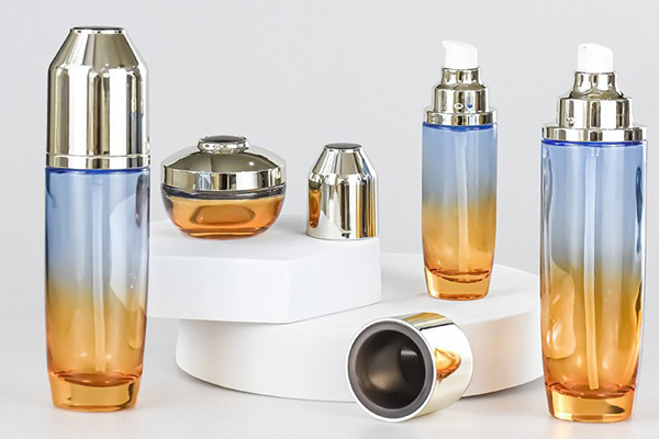 Yuzhuang High-End Customized 100ml Water Lotion Glass Bottle 20g Electroplating Cover Face Cream Empty Bottle Cosmetics Set Packaging Material