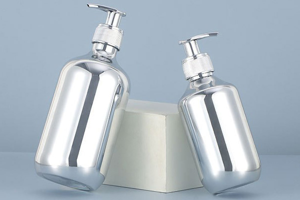 Factory Customized 500ml Electroplating Silver Shampoo Bottle Push Round Shoulder Shower Gel Bottle Cosmetics Packaging Bottle