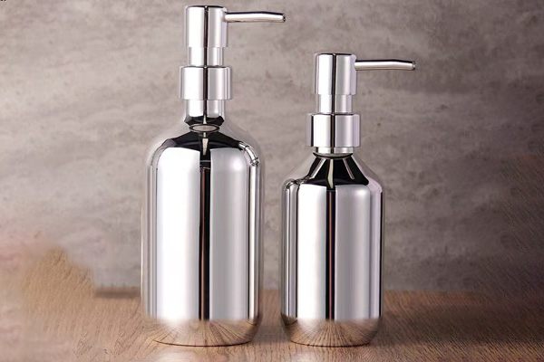 Factory Customized 500ml Electroplating Silver Shampoo Bottle Push Round Shoulder Shower Gel Bottle Cosmetics Packaging Bottle