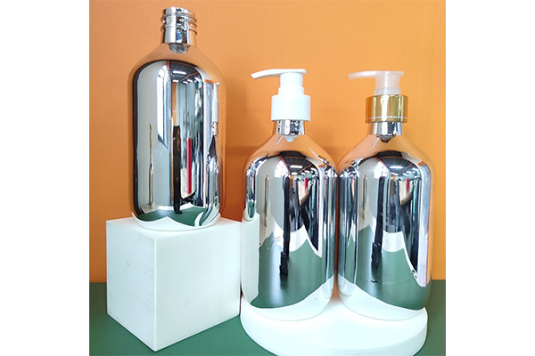 Factory Customized 500ml Electroplating Silver Shampoo Bottle Push Round Shoulder Shower Gel Bottle Cosmetics Packaging Bottle