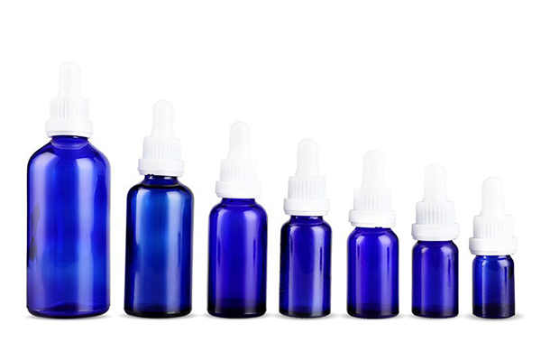 Yuzhuang Customized 20ml Blue Essential Oil Bottle 30ml Dropper Bottle Big Head Cover Cosmetic Glass Bottle