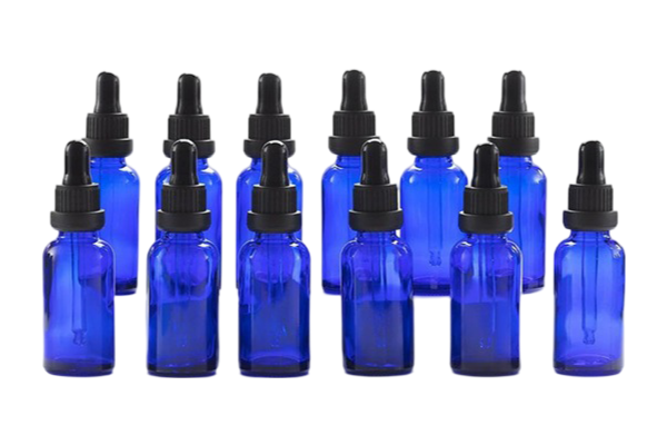 Yuzhuang Customized 20ml Blue Essential Oil Bottle 30ml Dropper Bottle Big Head Cover Cosmetic Glass Bottle