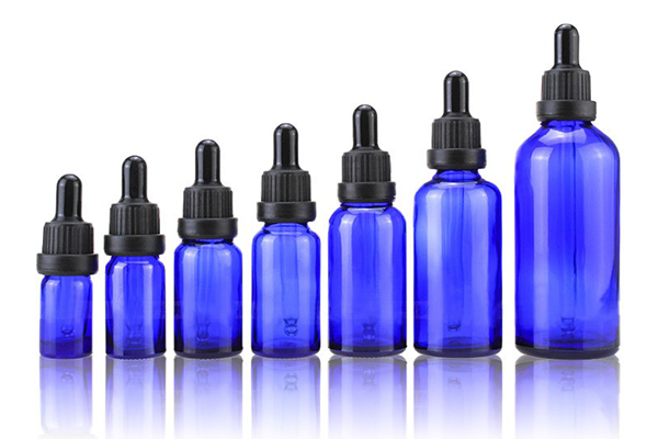 Yuzhuang Customized 20ml Blue Essential Oil Bottle 30ml Dropper Bottle Big Head Cover Cosmetic Glass Bottle