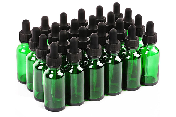 Customized 5-100ml Green Essential Oil Bottle Essence Dropper Bottle Cosmetic Glass Bottle Black Plastic Head Sub-Bottle