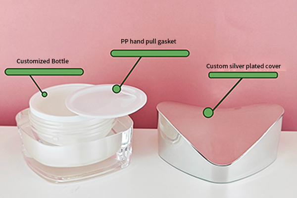 Factory Customized High-Grade Acrylic Heart-Shaped Straight Round Bottle Diamond-Shaped Cream Bottle Lotion Bottle Set Cosmetic Packaging Material